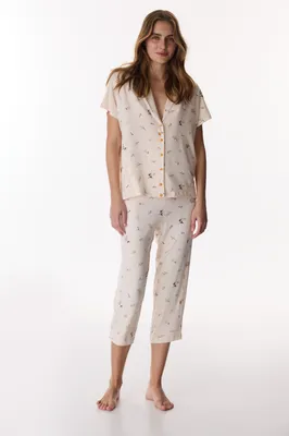 Margot Printed Shirt & Capri Pajama Set PN4A4ADL26IY