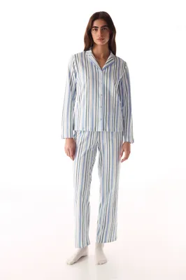 Cool Stripes Long Sleeve Shirt & Pants Pajama Set PNNTBS7926IY
